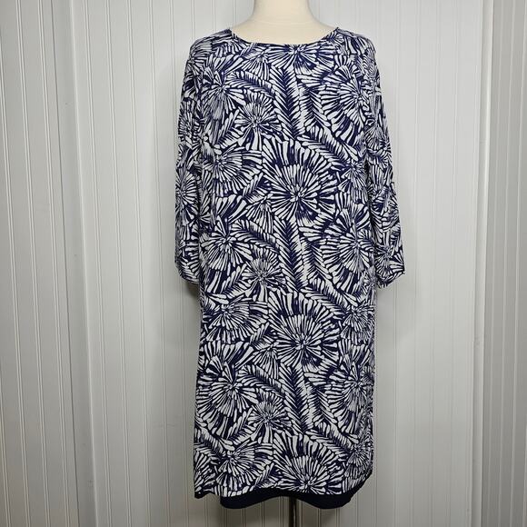 Garnet Hill 100% Silk Abstract Floral Shift Dress Size 6 Casual Vacation Summer - Picture 3 of 11